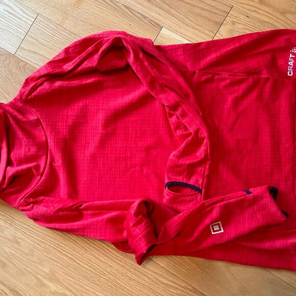 Craft Women's Grid Turtleneck Chandail Medium Course Couche Intermédiaire Rouge - Picture 3 of 6